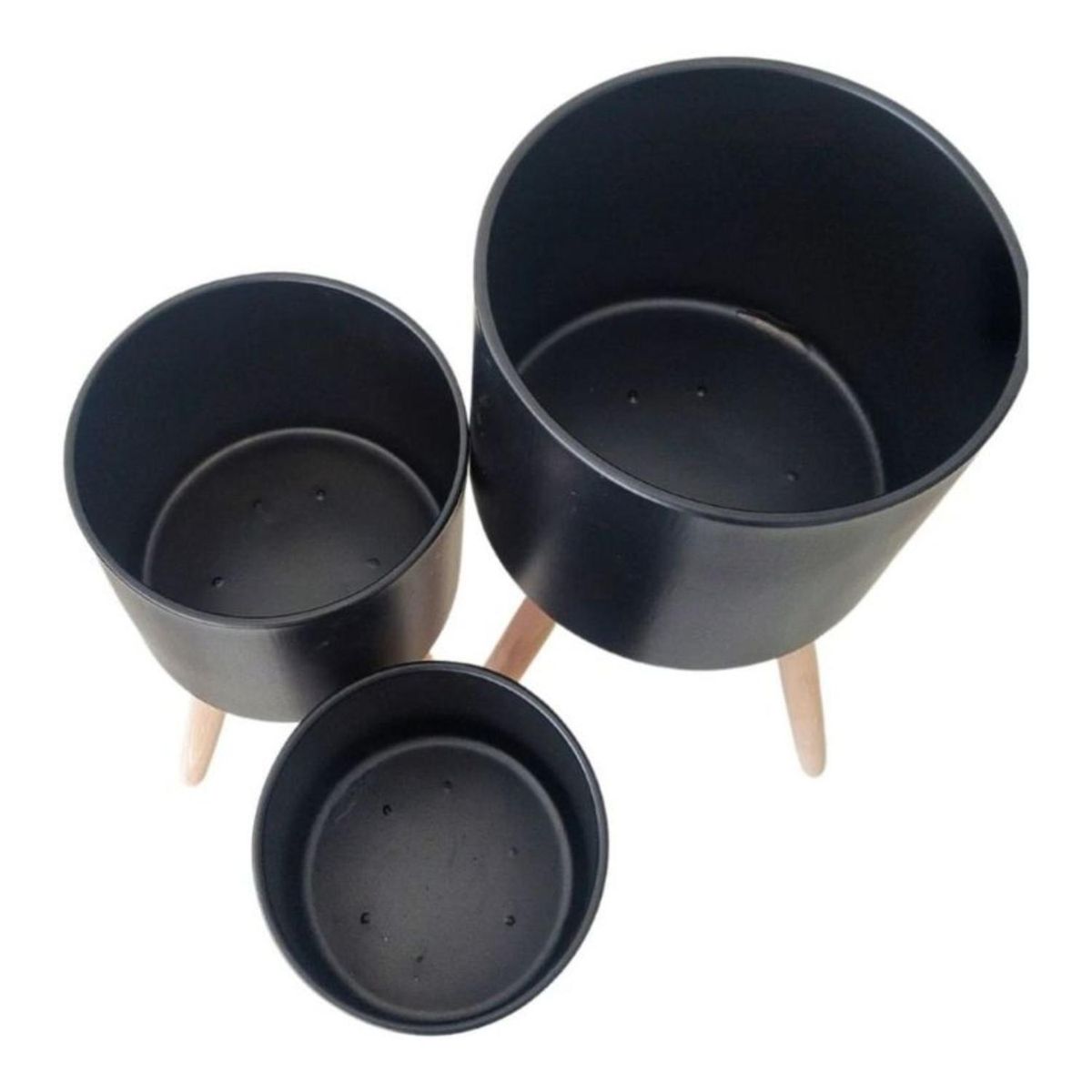 GENERICO - Maceteros Modernos Negro Pack 3