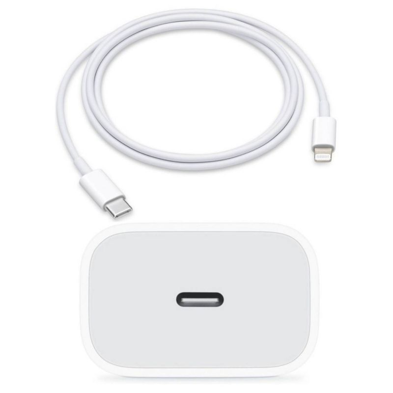 APPLE - Cargador Apple 20w Carga Rápida + Cable Usb-C A Lightning 2 Mt