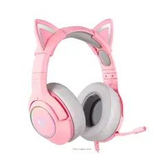 ONIKUMA - Audifono Gamer con cable Orejas Gatos K9 Rosado