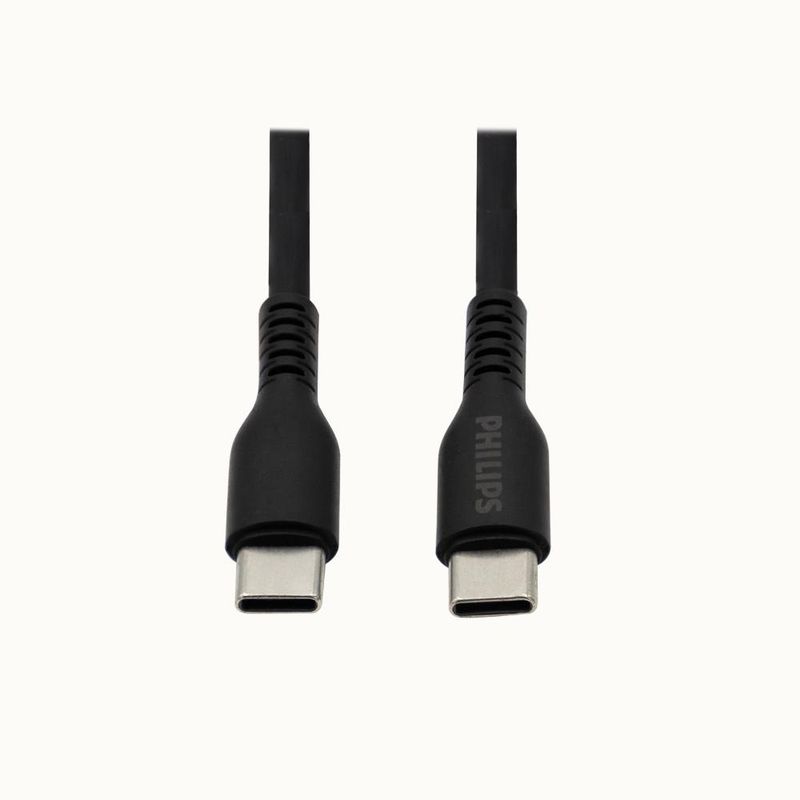 PHILIPS - Cable USB-C a USB-C Philips 1m 60W Negro de Silicona