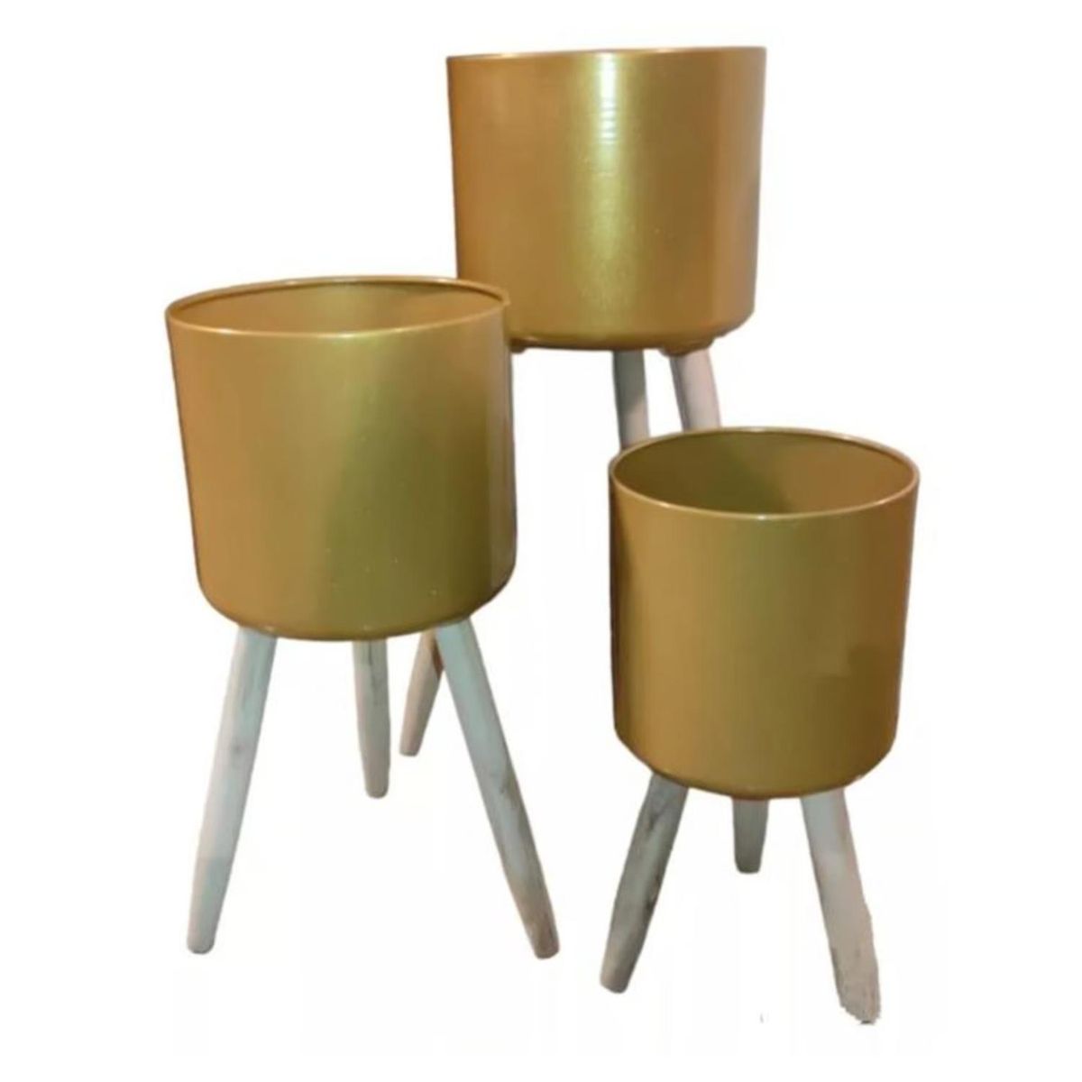 GENERICO - Maceteros Modernos Dorado Pack 3