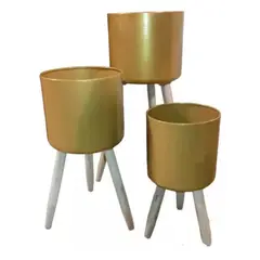GENERICO - Maceteros Modernos Dorado Pack 3
