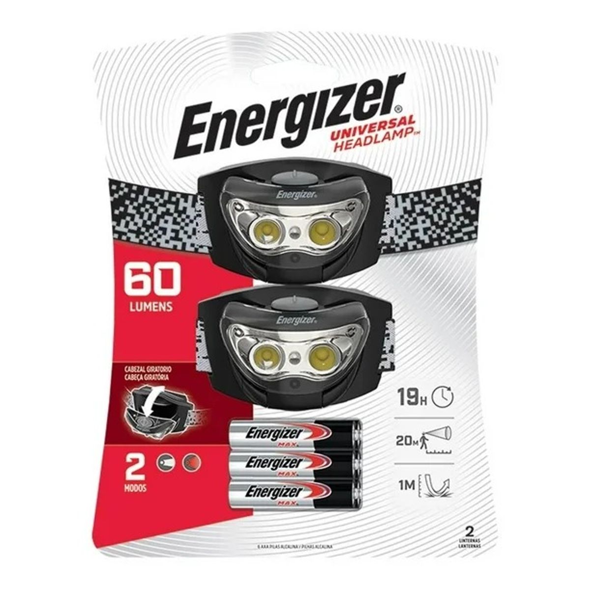 ENERGIZER - Pack 2 Linternas Frontal Energizer  60 Lm Visión Nocturna