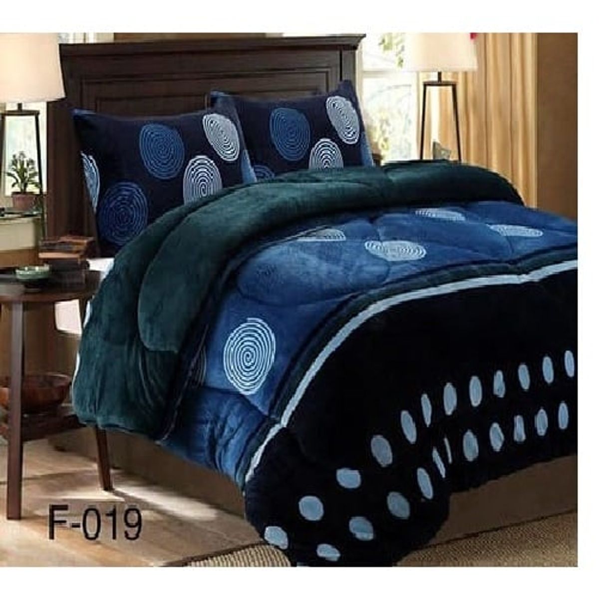 GENERICO - Cobertor de invierno de Plush y Chiporro 2 Plazas - Diseño Azul Marino