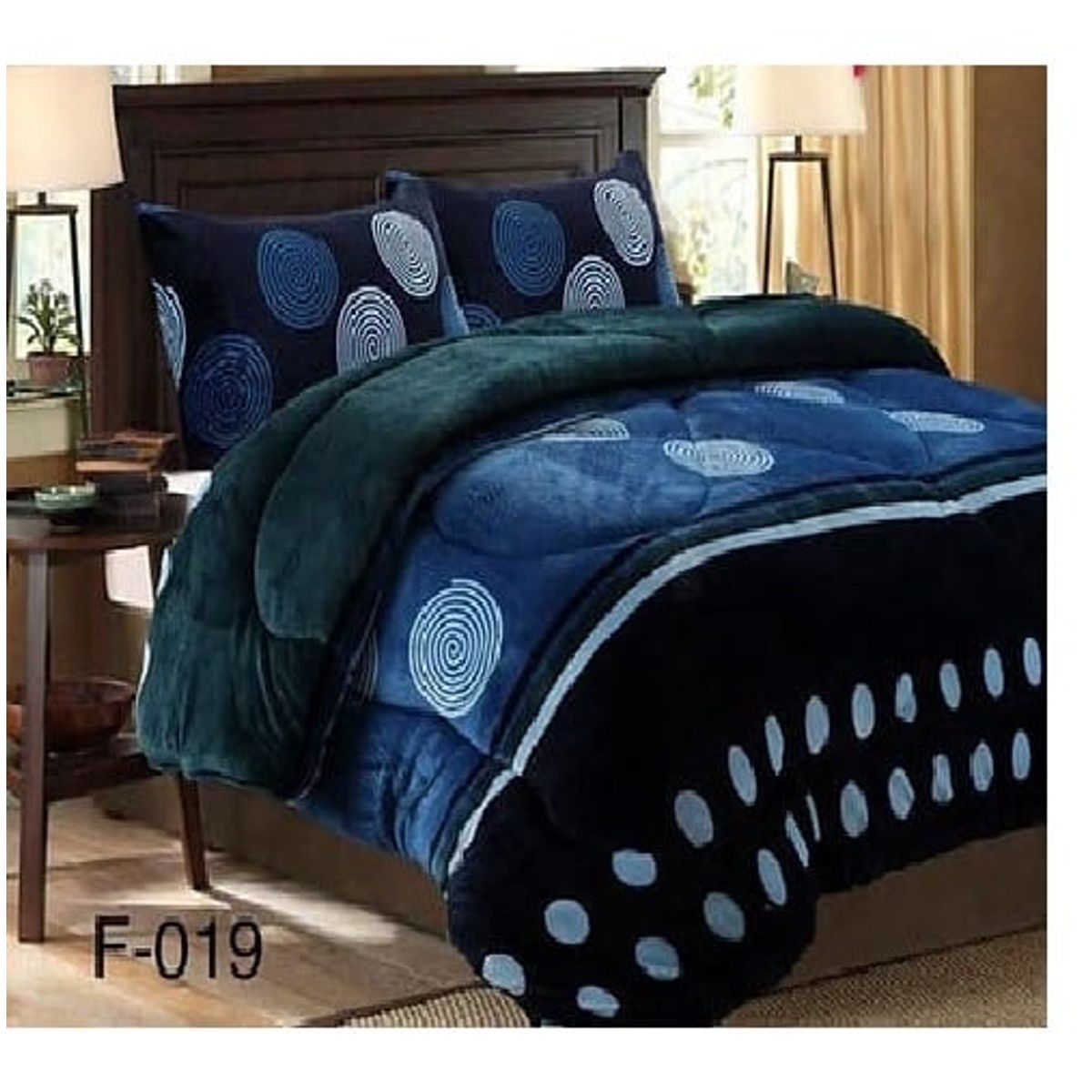 GENERICO - Cobertor de invierno de Plush y Chiporro 2 Plazas - Diseño Azul Marino