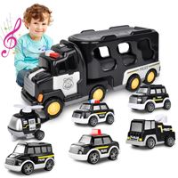 Camion de Policia Transportador 7 en 1 con Luces y Sonido