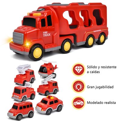 Imagen 2 del producto Camion de Bomberos de Juguete 7 en 1 con Luces y Sonido Rojo