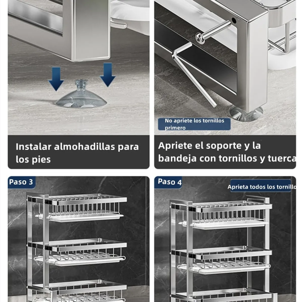GENERICO - Secaplatos Escurridor Loza Platos Inoxidable 2 Niveles Negro