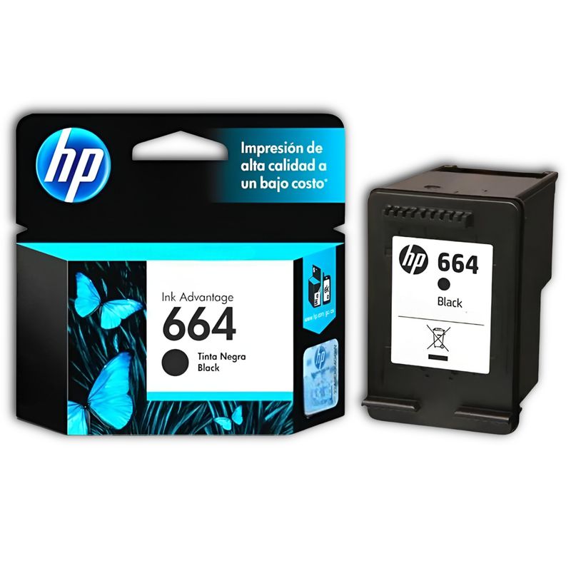 HP - Tinta HP 664 Negra Cartridge Original F6V29AL Black 2ML