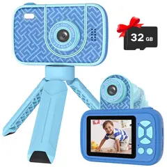 DANWEILE - Adecuado 3a12 añoscámara para niños con lente abatible-Azul