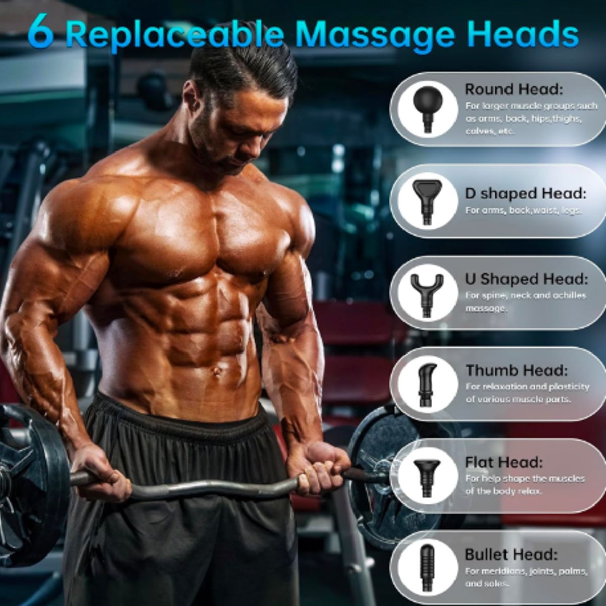 HOMECONNECT - Pistola de Masaje profesional  con 30 Niveles Pantalla LCD.