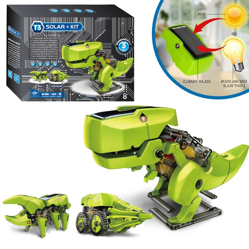 DANWEILE - Robot solar de ensamblaje de dinosaurio solar DIY 13 en 1