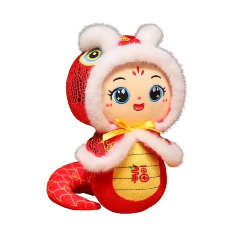 DANWEILE - 2025 Año de la serpiente mascota muñeco de peluche rojo