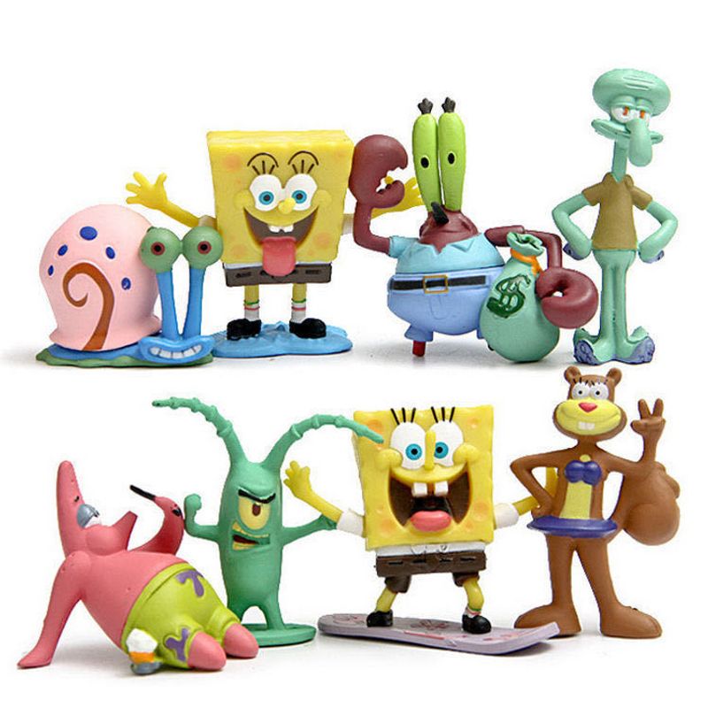 DANWEILE - 8 adornos de figuras de Bob Esponja y Patricio Estrella