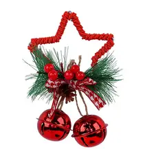 DANWEILE - Colgante campana navideña estrella de cinco puntas-rojo