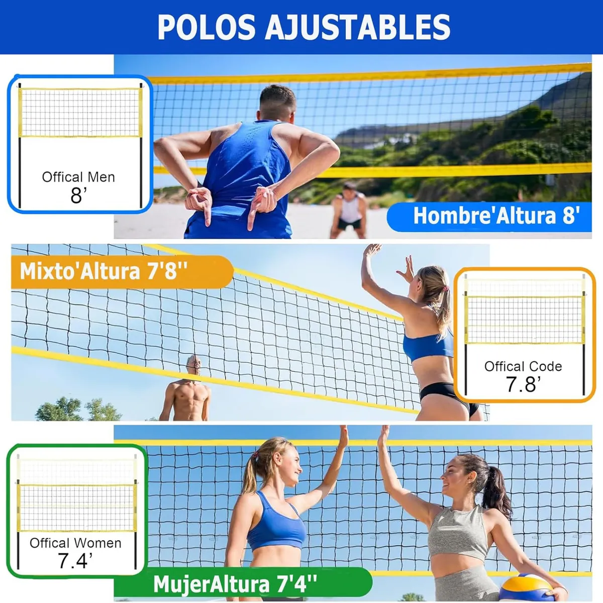 EASY FIT - Malla Voley Set De Red Vóleibol Playa Malla Voleibol