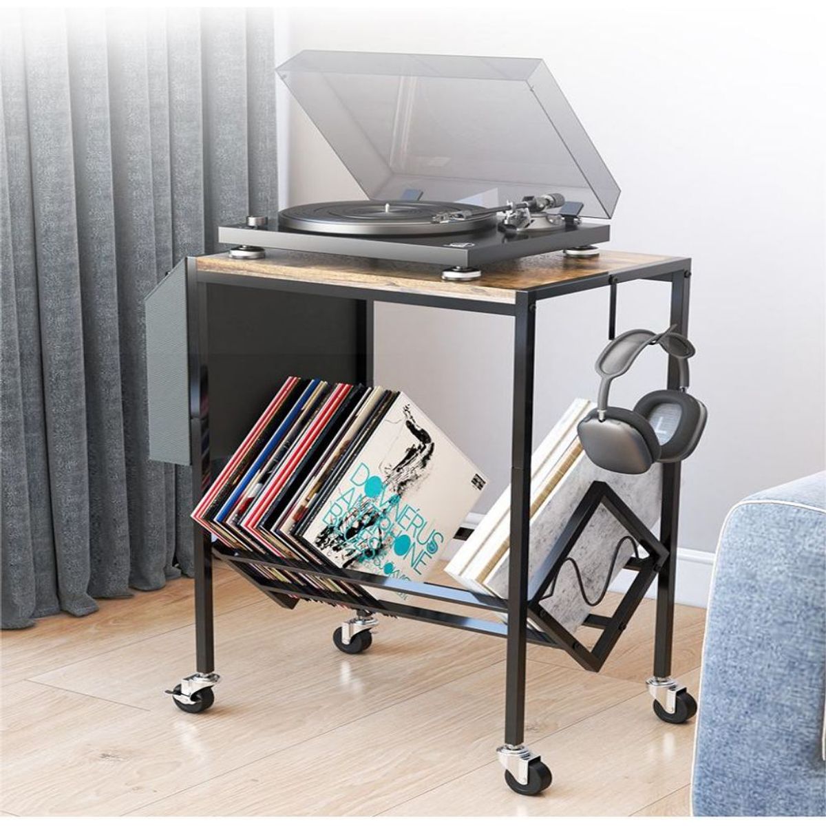 U BUY - Mesa De Soporte Tocadiscos Y Almacenamiento De Vinilos