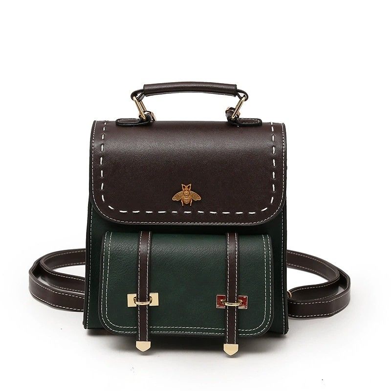 DANWEILE - Mochila Vintage de cuero para mujer - Verde