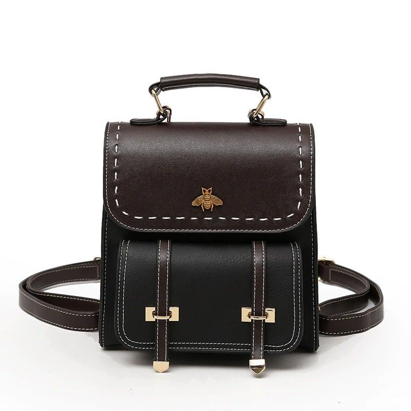 DANWEILE - Mochila Vintage de cuero para mujer - Negro