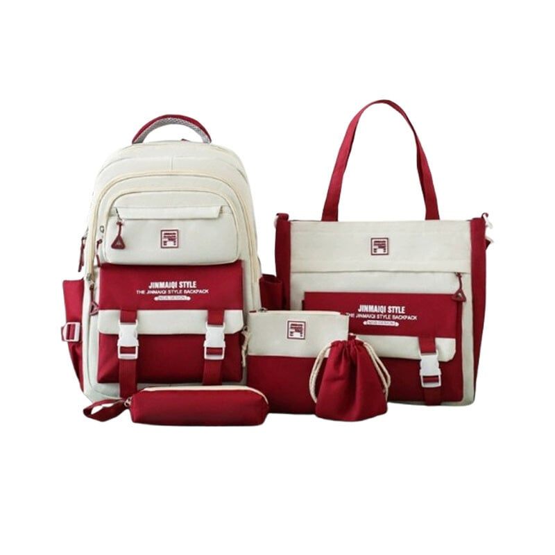 DANWEILE - Mochila para estudiantes Rojo - Juego de 5 piezas