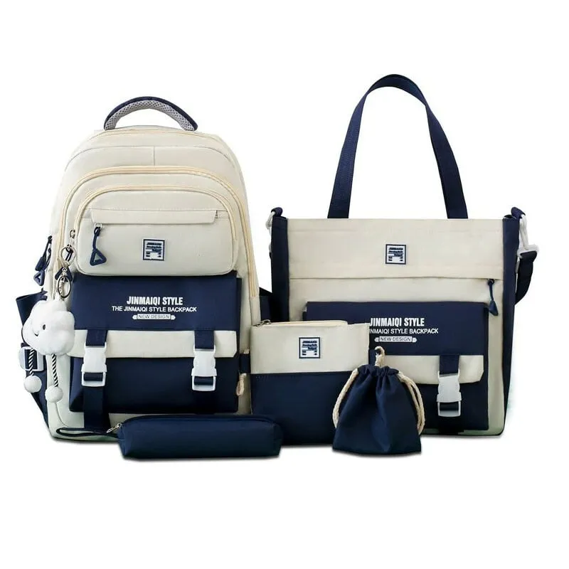 DANWEILE - Mochila para estudiantes Azul - Juego de 5 piezas