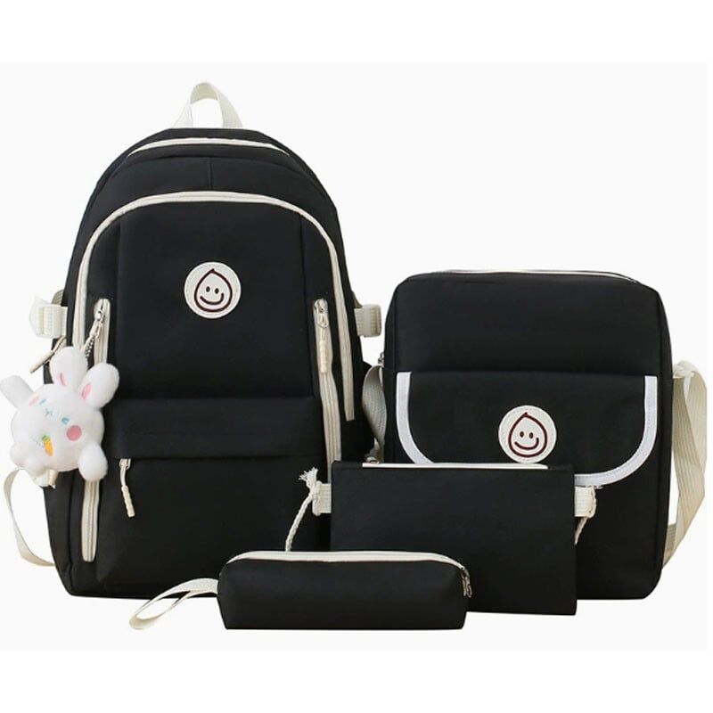 DANWEILE - Set Mochila alumno+ Bolso + Lonchera + Estuche - Negro