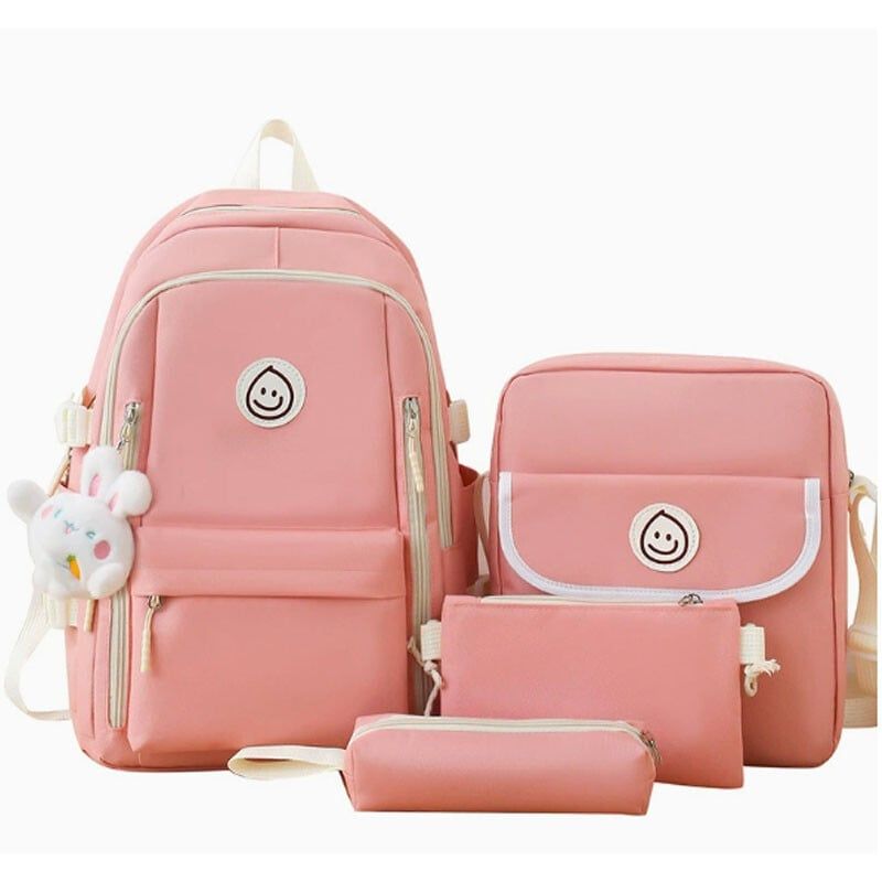 DANWEILE - Set Mochila alumno+ Bolso + Lonchera + Estuche - Rosa