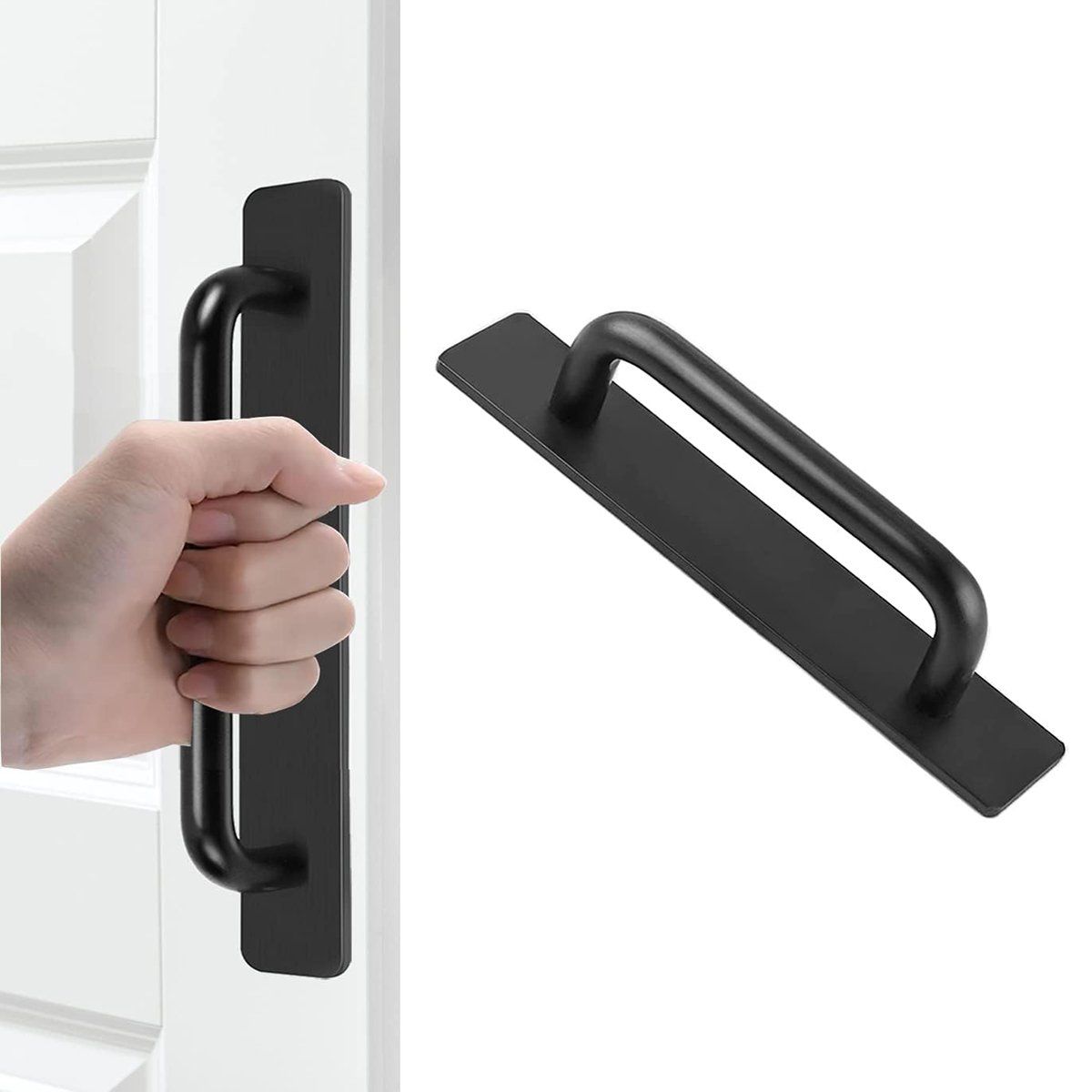 GENERICO - Tiradores De Puerta Autoadhesivo Aleación De Aluminio-Negro