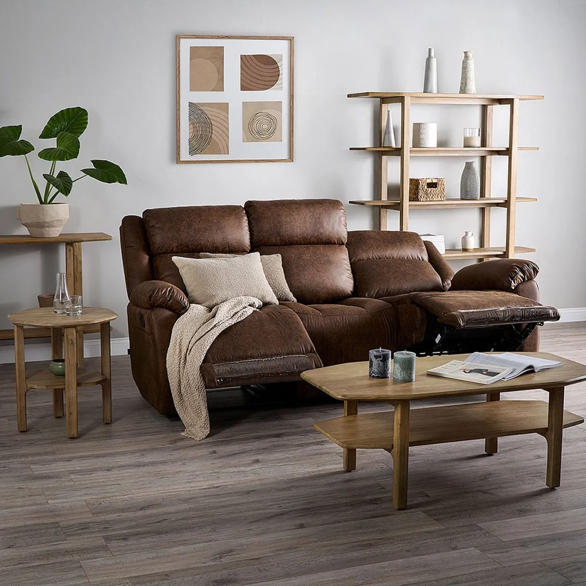 ROSEN - Sofá Reclinable Ascott 3 Cuerpos Manual Cuero PU Chocolate