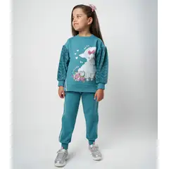 LIMONADA - Buzo niña jogger petróleo