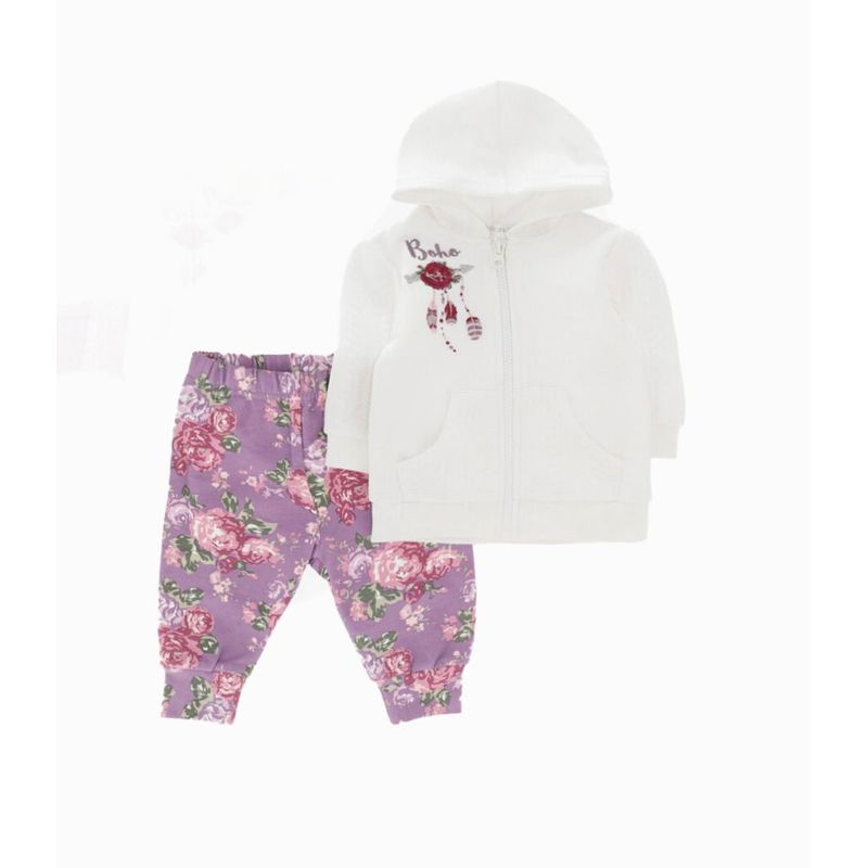 LIMONADA - Conjunto buzo recién nacida de polerón y pantalón morado Limonada