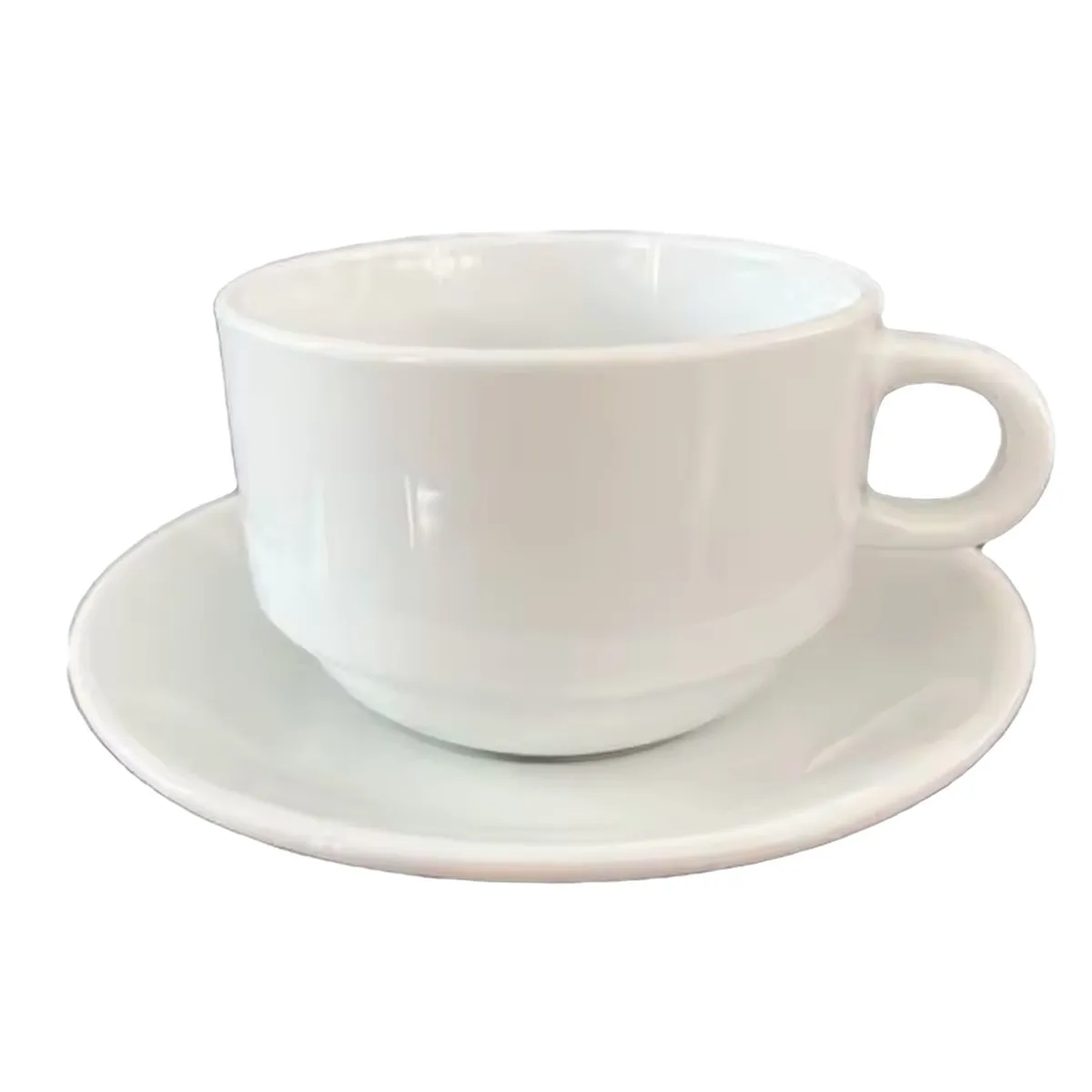 GENERICO - Taza Té 230 ml C/Platillo Blanco Set 6 pcs