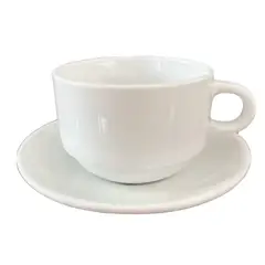 GENERICO - Taza Té 230 ml C/Platillo Blanco Set 6 pcs