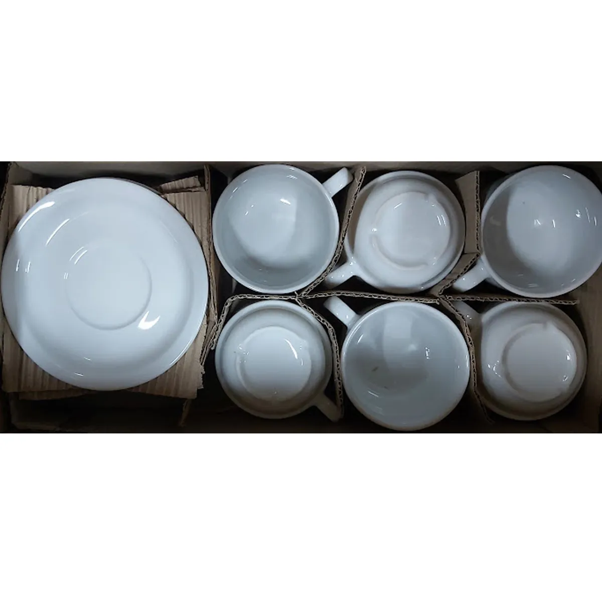 GENERICO - Taza Té 230 ml C/Platillo Blanco Set 6 pcs