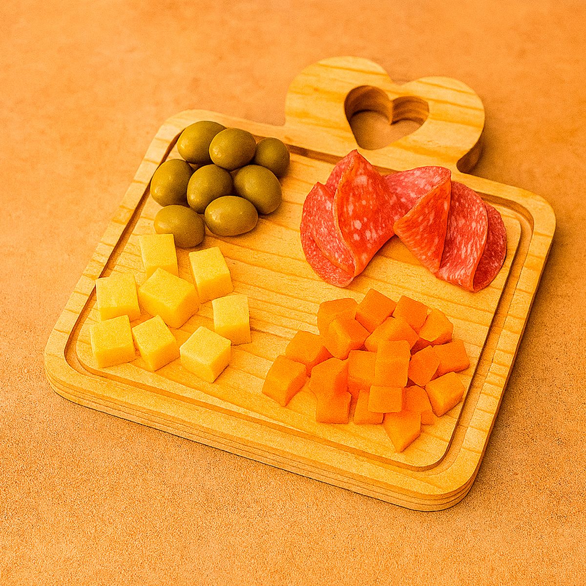 GENERICO - Tabla De Picoteo, Picadillo O Cocktail  Modelo 2 CORAZON 22X21X2