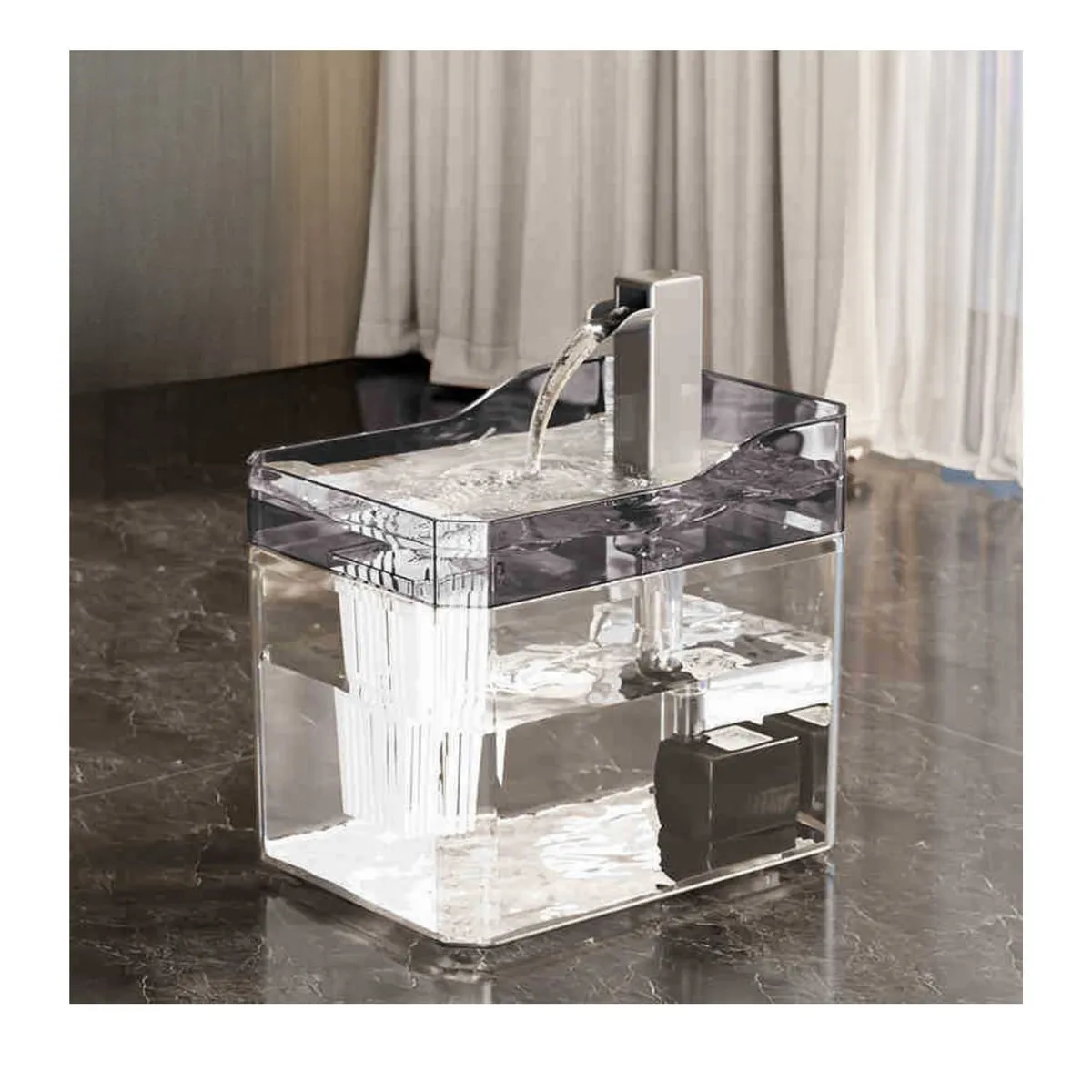 BABYLUNA - Bebedero Fuente para Mascotas Agua filtrada Gris