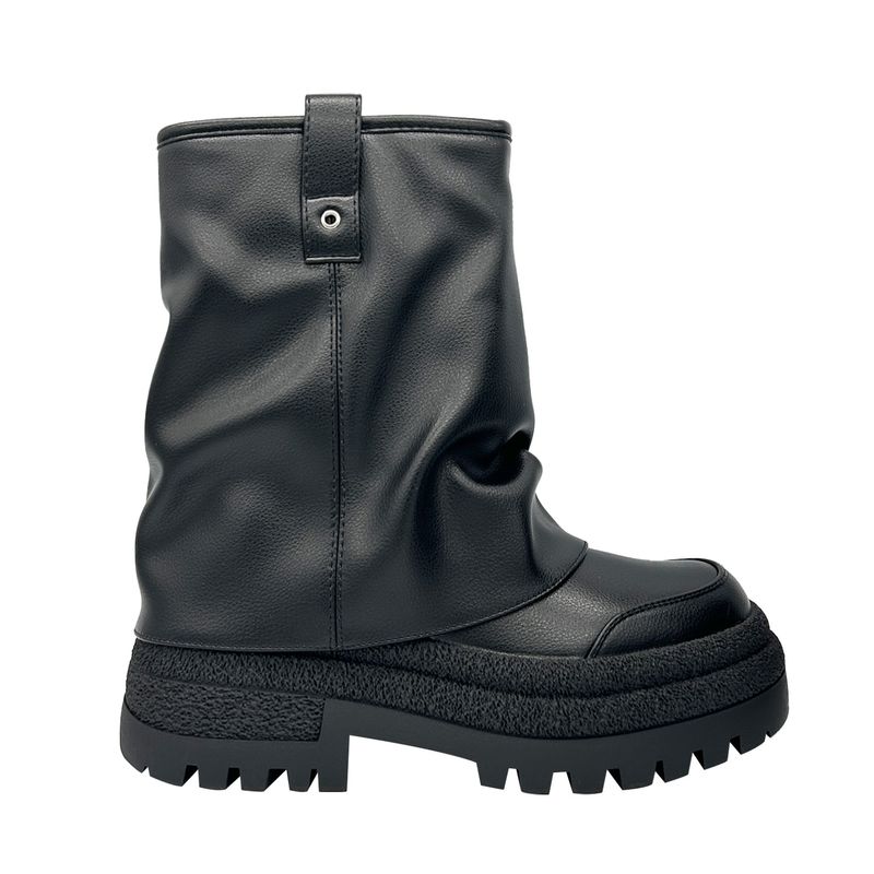 DINASTELLA - Botin color negro para mujer con plataforma ancha y caña fruncida Danicolle