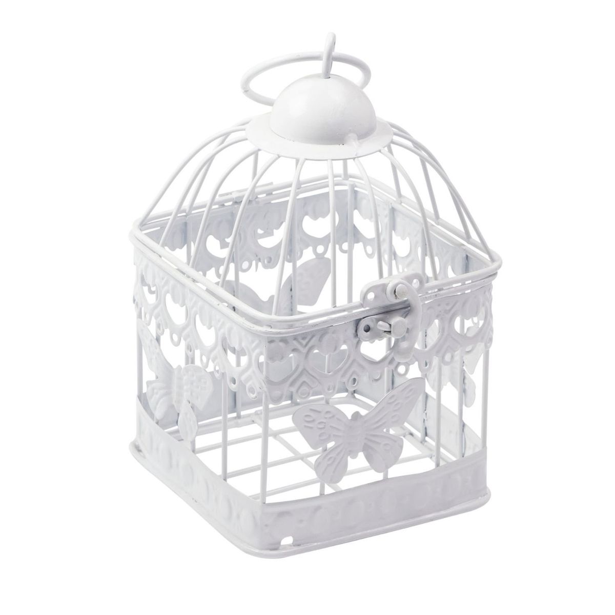 HOME ESSENTIALS - Jaula metal cuadrada mariposa 18 cm