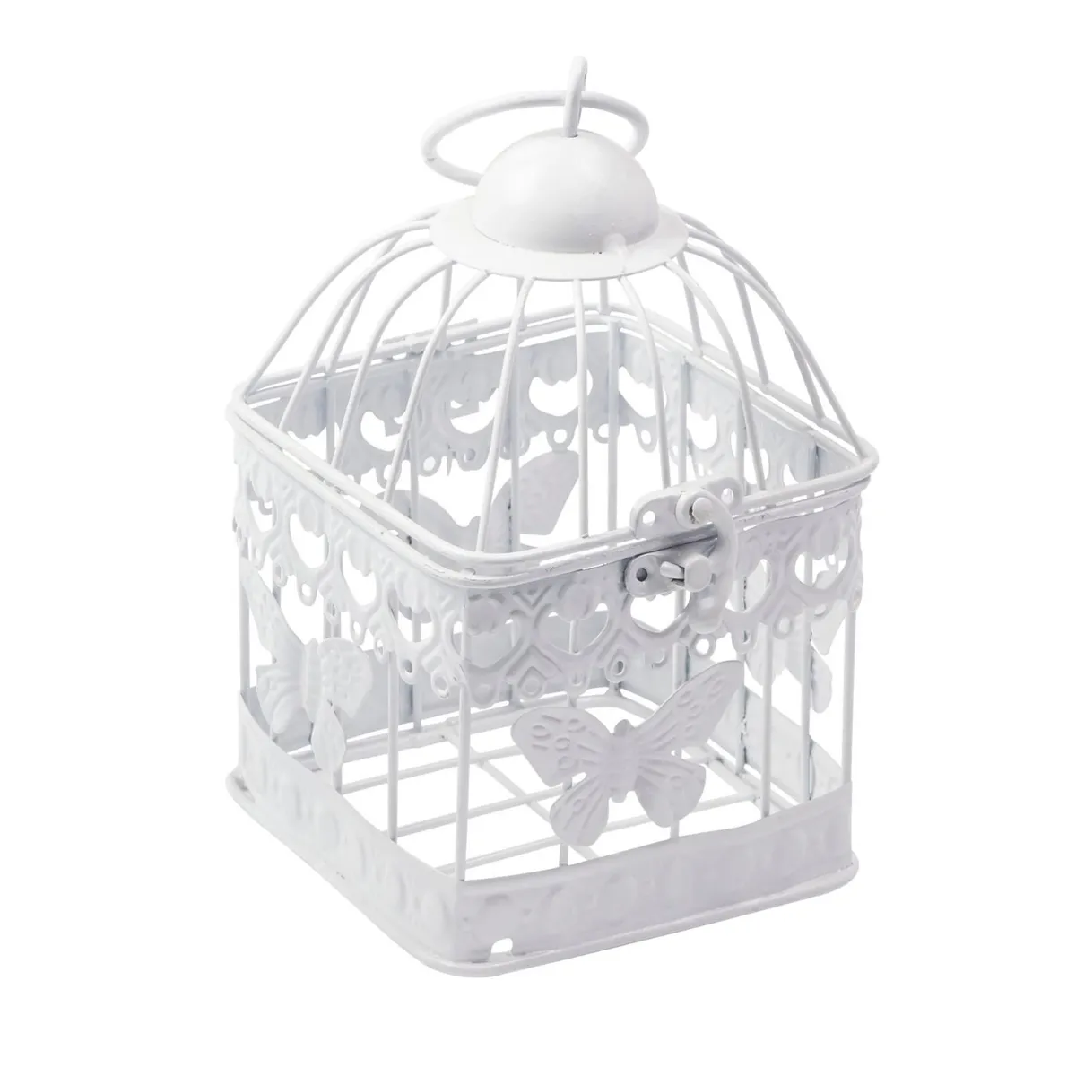 HOME ESSENTIALS - Jaula metal cuadrada mariposa 18 cm