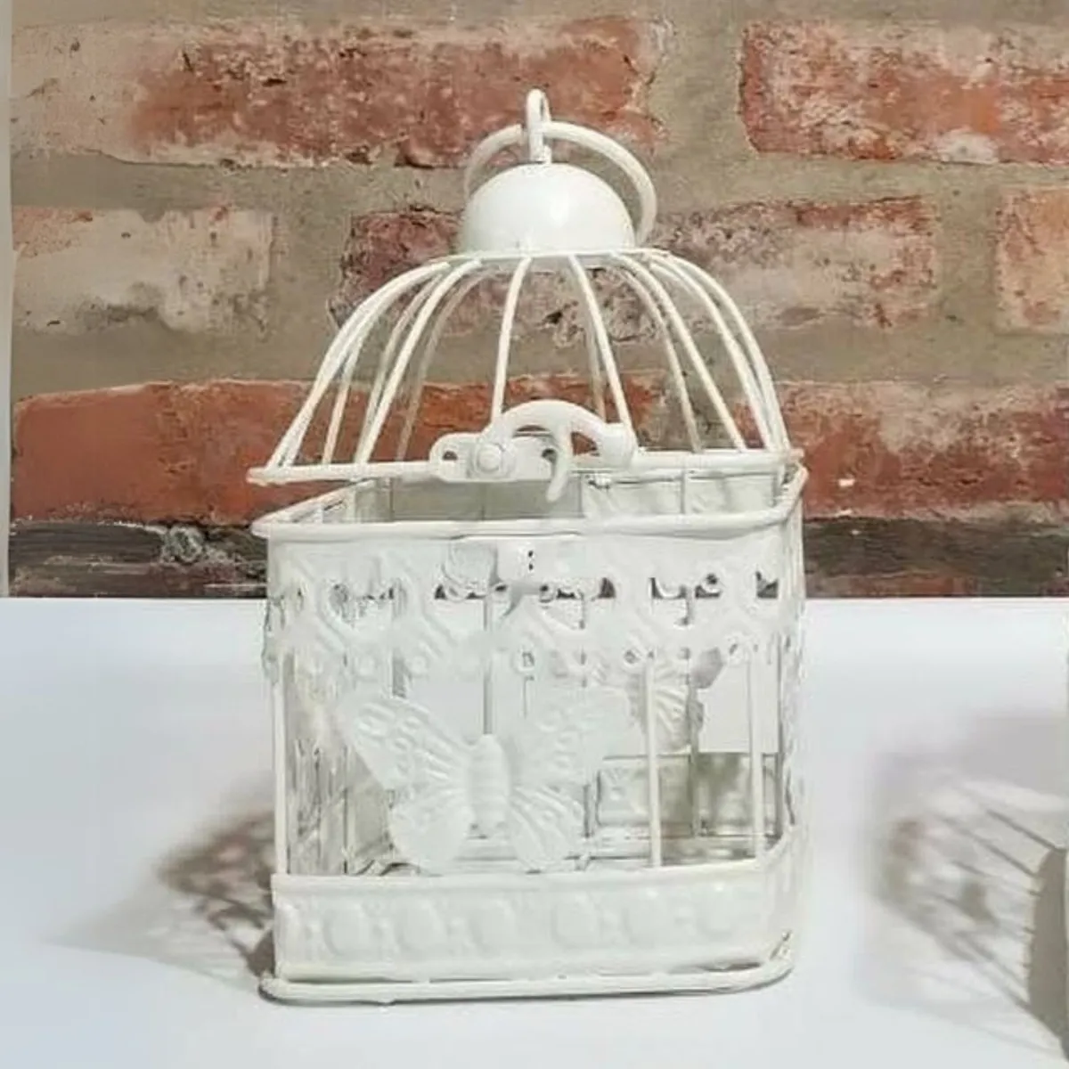 HOME ESSENTIALS - Jaula metal cuadrada mariposa 18 cm