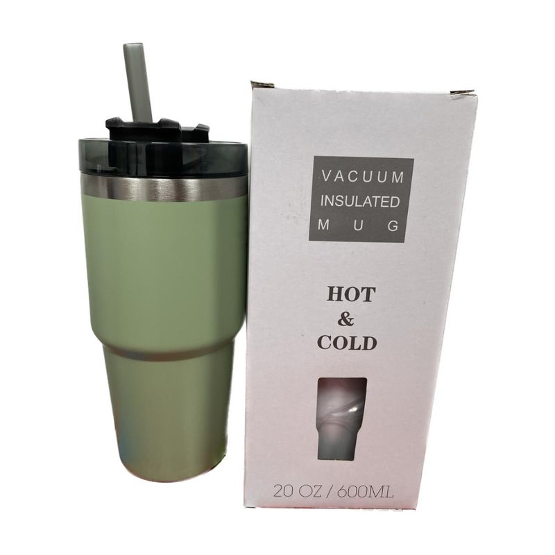 GENERICO - Mug vaso térmico 600 ML con bombilla rígida Verde
