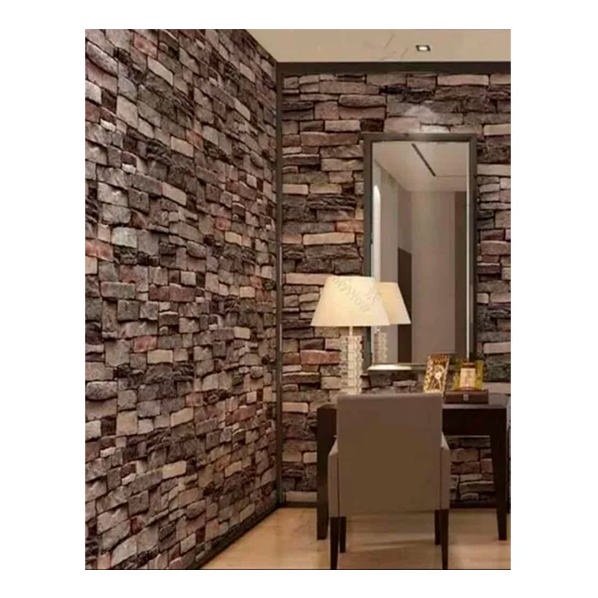 GENERICO - Papel Mural Adhesivo Diseño Ladrillo Plomo