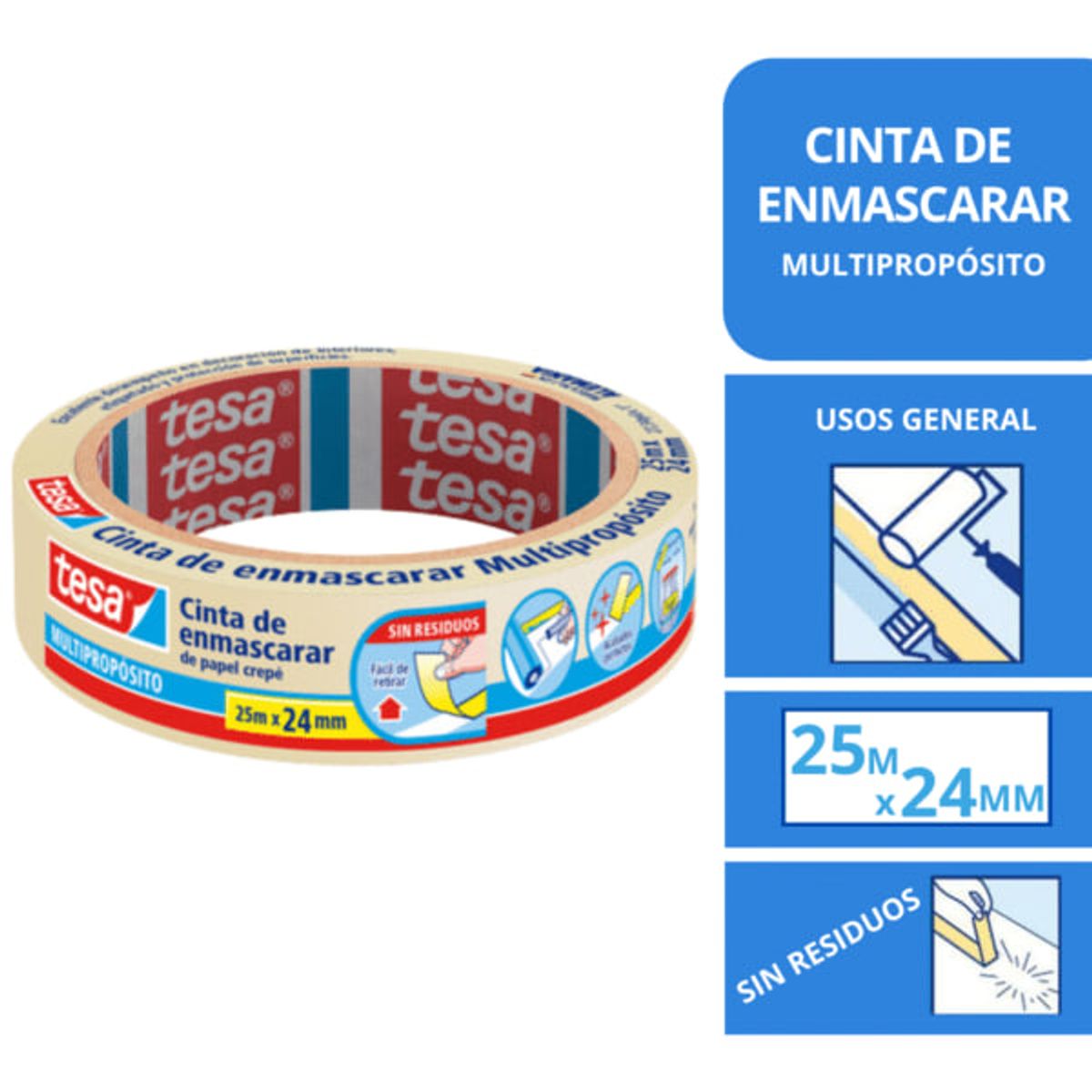 TESA - Cinta para enmascarar 24 mm 40 m