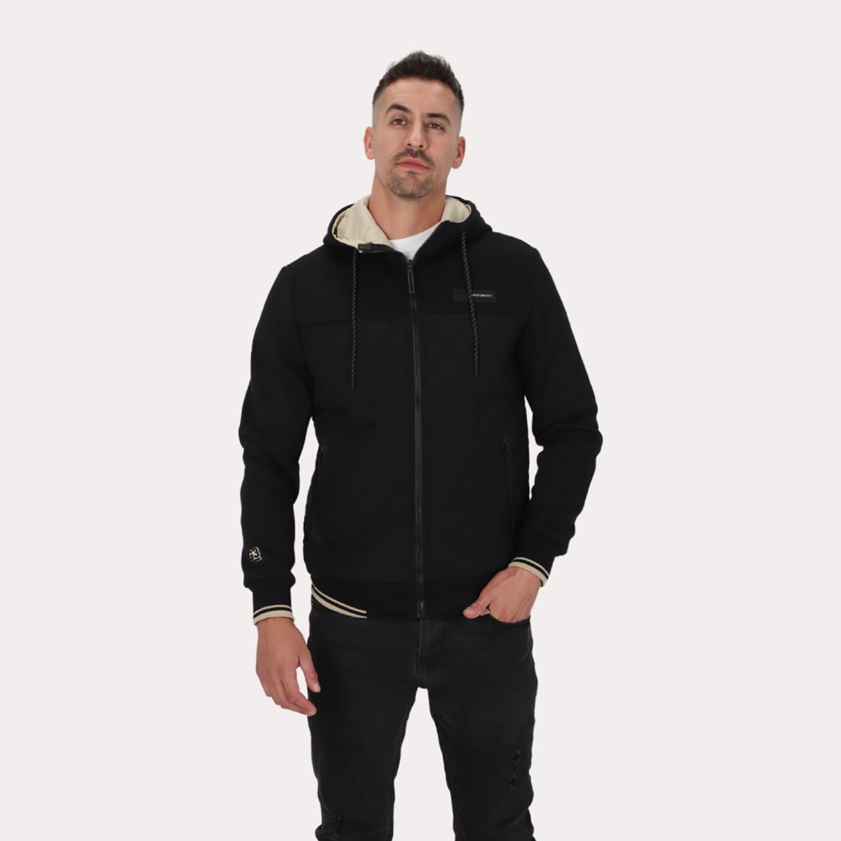 GANGSTER - Chaqueta Hibridas Patchwork Negro Gangster