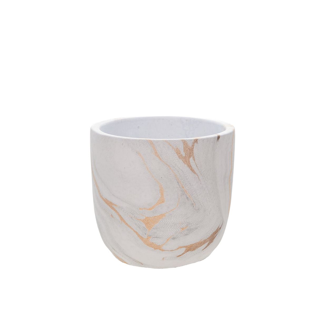 HOME ESSENTIALS - Macetero de cemento blanco/dorado 12 cm
