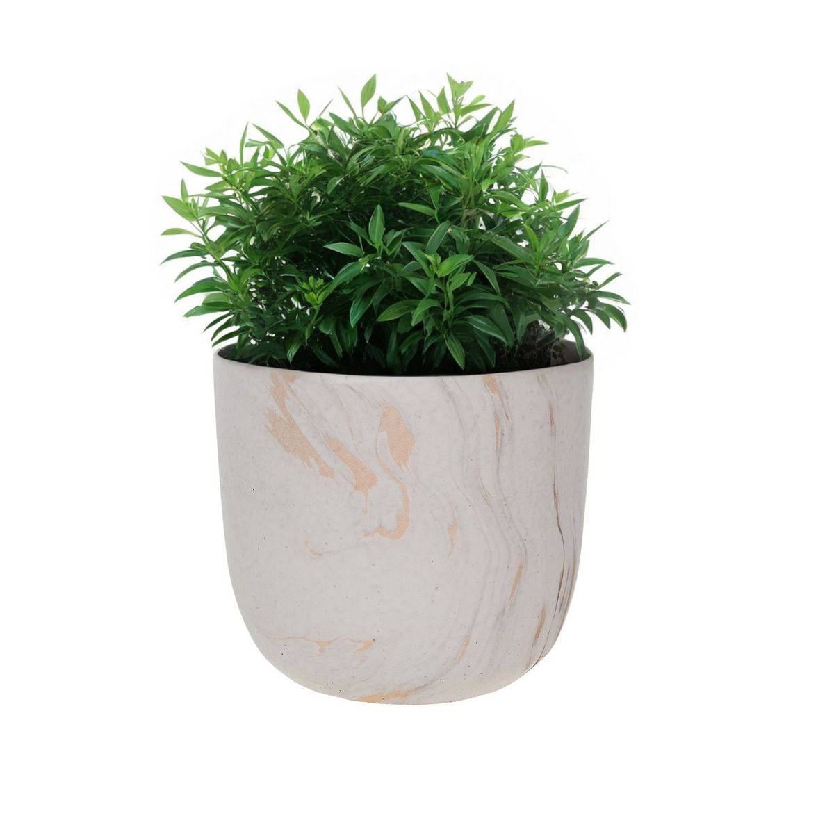 HOME ESSENTIALS - Macetero de cemento blanco/dorado 12 cm