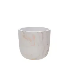 HOME ESSENTIALS - Macetero de cemento blanco/dorado 14 cm