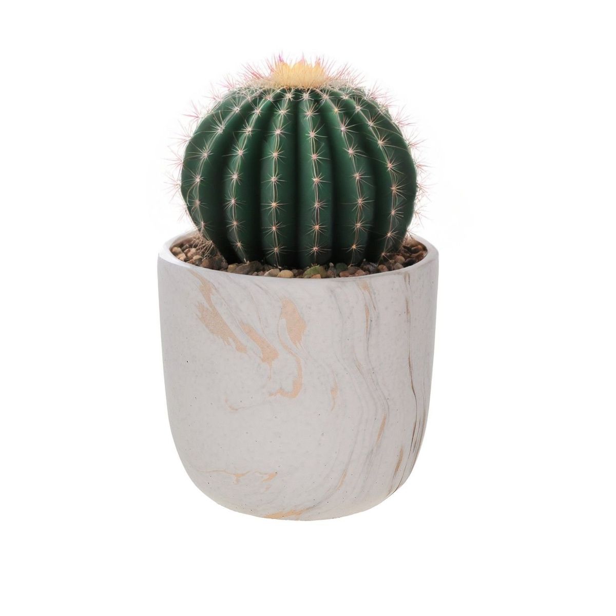 HOME ESSENTIALS - Macetero de cemento blanco/dorado 14 cm