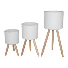 GENERICO - Maceteros Modernos Pack 3 Blanco
