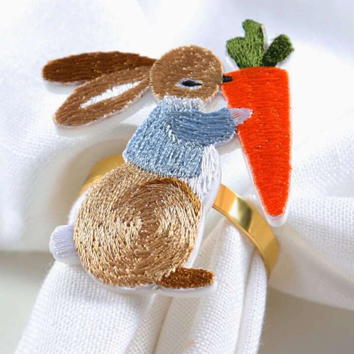 GENERICO - Set Servilleteros De Conejos De Pascua Bordados Metalicos